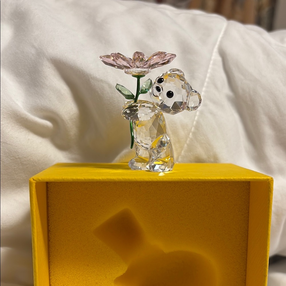 Swarovski Crystal Bear with Flower